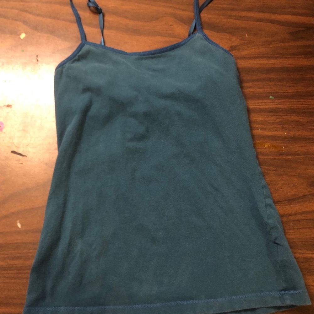 Simple Blue Spaghetti Strap tank with built-in bra